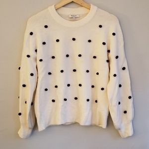Madewell pom pom cream sweater crew neck